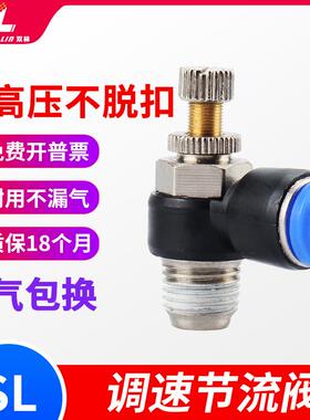 气动气缸快速快插接头单向节流阀调速阀SL4/6/8/10/12-M5-01-0203