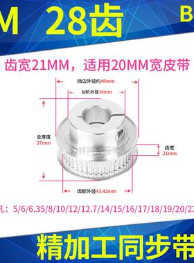 夹持型同步带轮5M28带宽20内孔5 6.35 8 10 12 15同步轮抱紧HTCPA