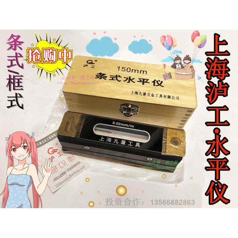 上海泸工条式水平仪 条式水平尺100-150-200-300mm钳工框式水平仪