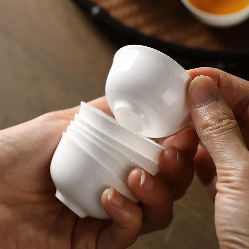 瓷茶杯夫白瓷潮州功茶套装杯薄骨瓷茶杯骨胎品茗杯子茶具家用单杯