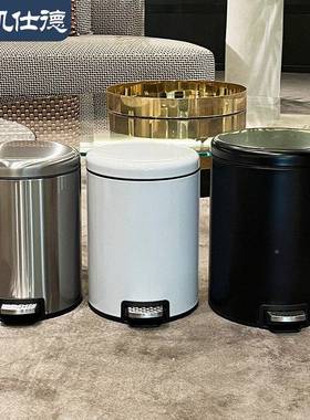不锈钢踏OFT式垃圾桶厅家用脚客卧间室厨房卫生带盖大号金属办公
