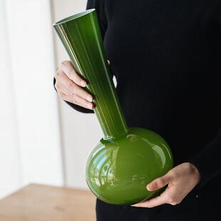 民中古琉璃玻璃花LHT瓶复古高级感桌面摆厅宿蝴蝶兰客水养插件花