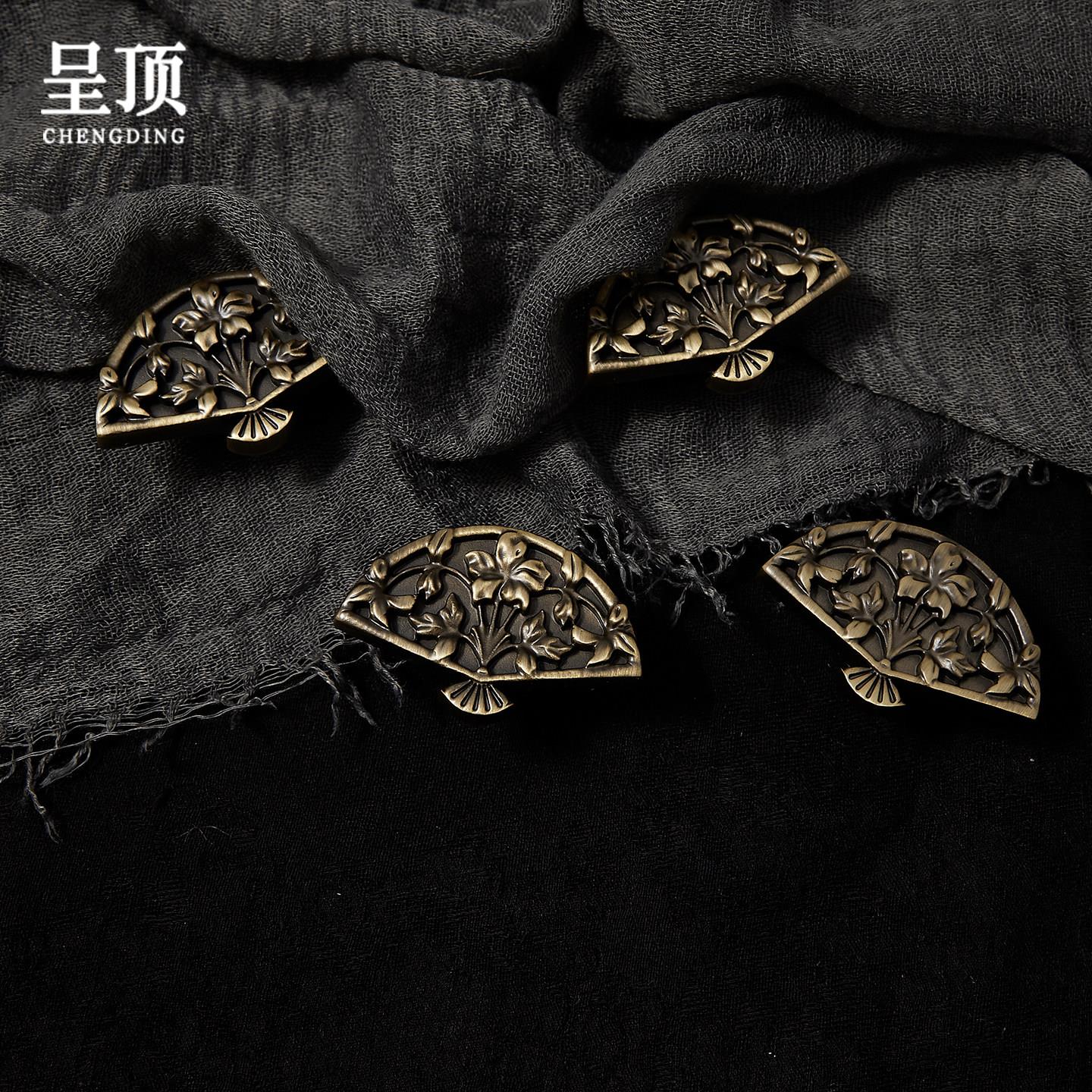 顶创意扇子黄铜拉手抽屉衣柜门柜古铜色橱厨房儿童房古复小把呈手