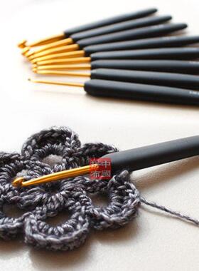 三支包 MCQ日本广岛邮Tu钩lip钩针黑 金毛线钩针 广岛玫瑰黑柄针