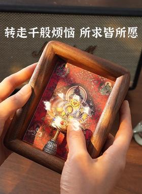 藏HCS式唐卡神小玄相框摆件装裱桌面客厅财关装饰迁画摆台乔开业
