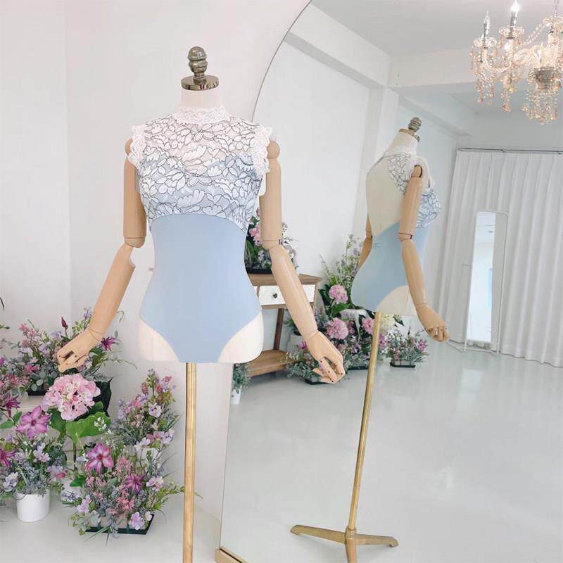 蕾丝练服接芭蕾连体32134234操服舍宾练习功可爱上衣紧拼身冰丝基