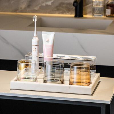 约大理石电动简刷牙置物架欧轻奢洗手台洗漱杯牙膏北牙具收DLS-YK