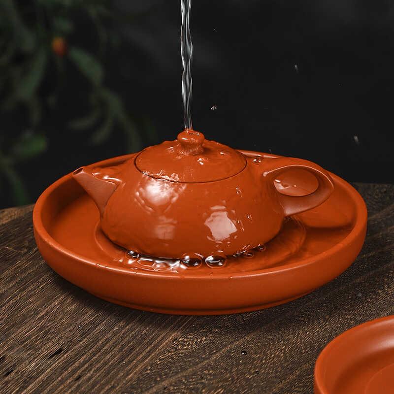 潮州老安壶顺EHG朱座泥紫砂壶茶垫承原矿紫砂壶底小茶壶托杯垫功