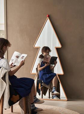 实木圣衣树全身镜创意落地诞樱桃镜木家用镜子卧76907室穿镜玄关