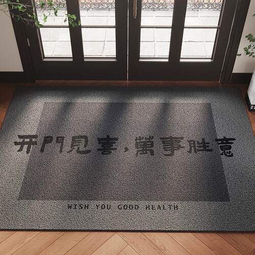 RH40977PVC丝圈入户门地垫灰色耐脏耐磨除刮泥玄关大门进地门尘地