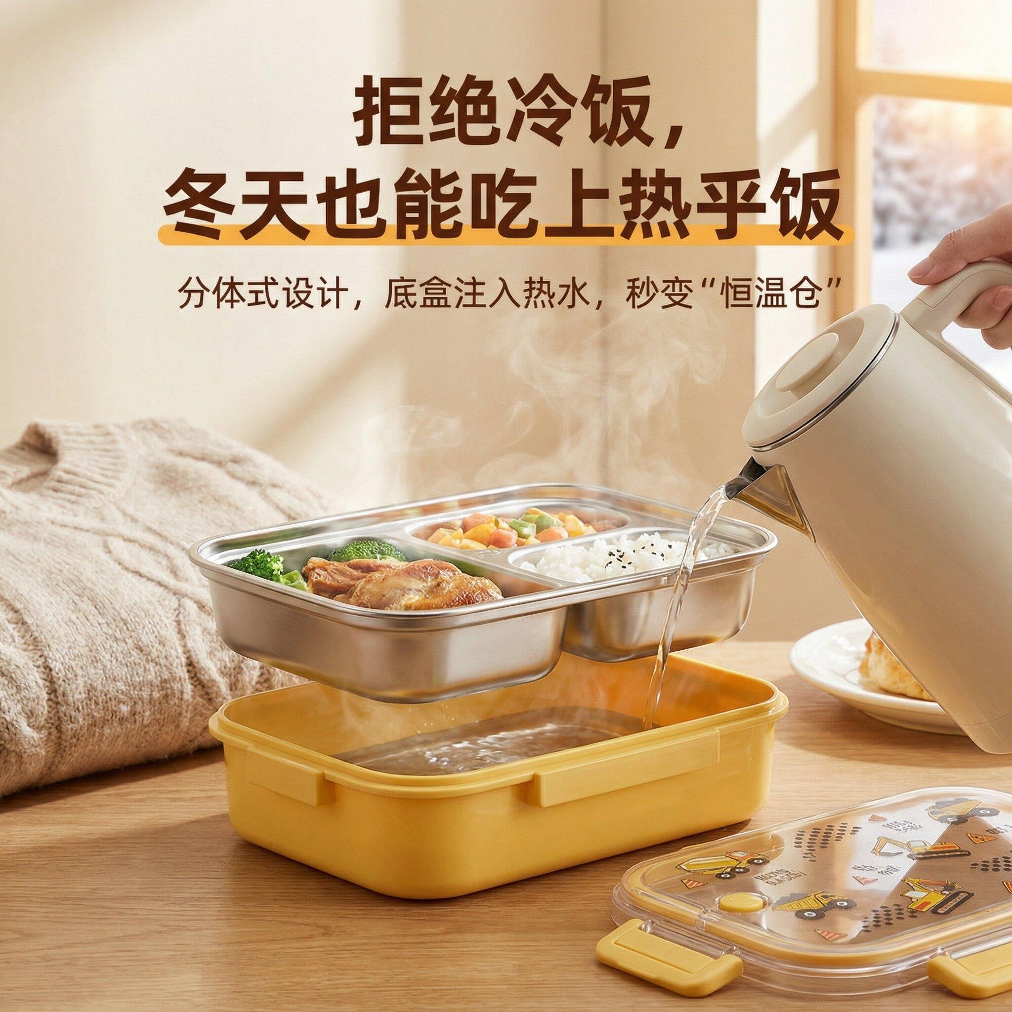 04不锈钢小学3饭盒卡儿童饭盒通便携ZHCP-096式野餐盒便当盒食堂