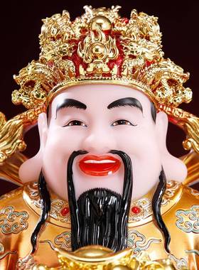 新款佛彩绘财神爷像供奉招财装摆件文QTU饰财店神像酒柜铺做生意