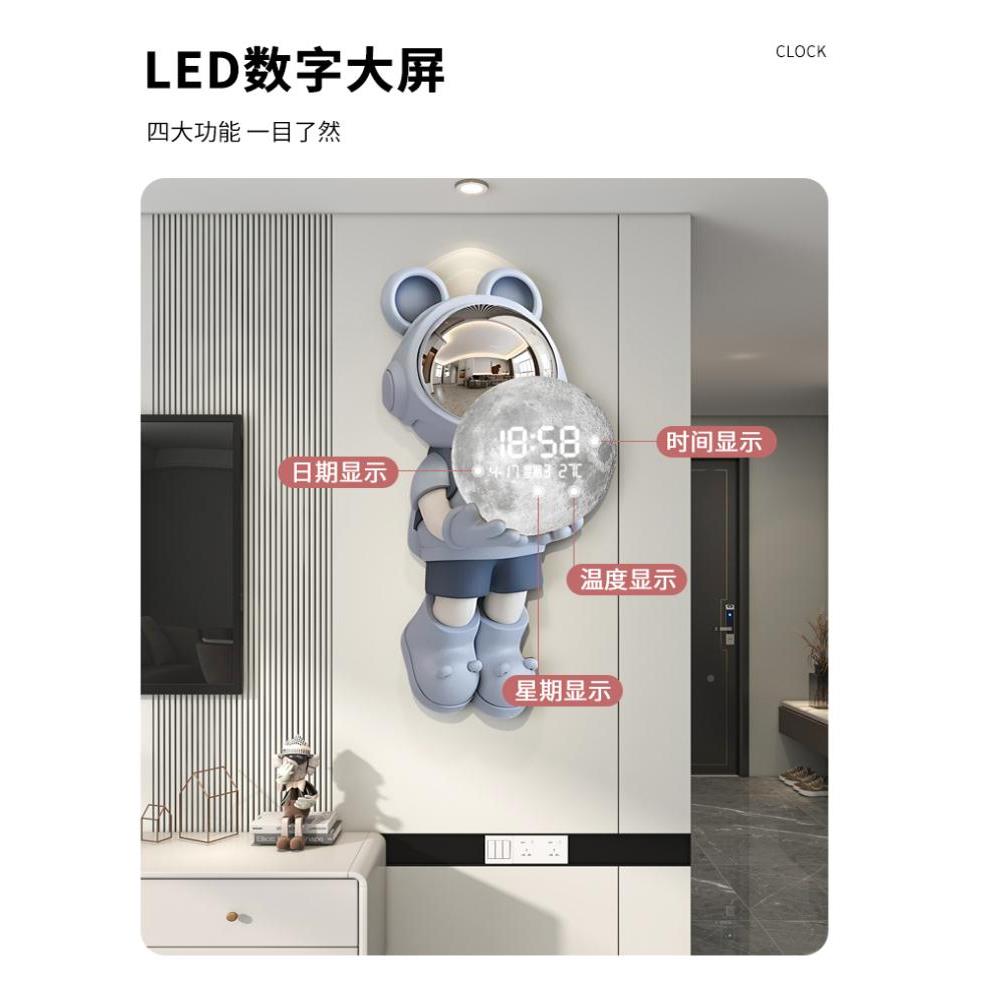 宇航员时JTN尚时钟墙壁时历钟客厅家绘庭餐厅装修简单现代画创意