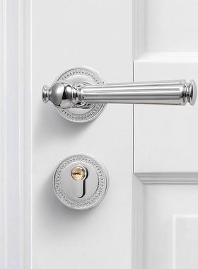 房音间卧室门ISS锁法式家用室分木门门把手体磁内吸静欧式银色房