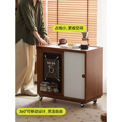 楚溪生活浮动柜实木茶柜公手推无品牌/车板岩侧移动桌小寓沙茶发