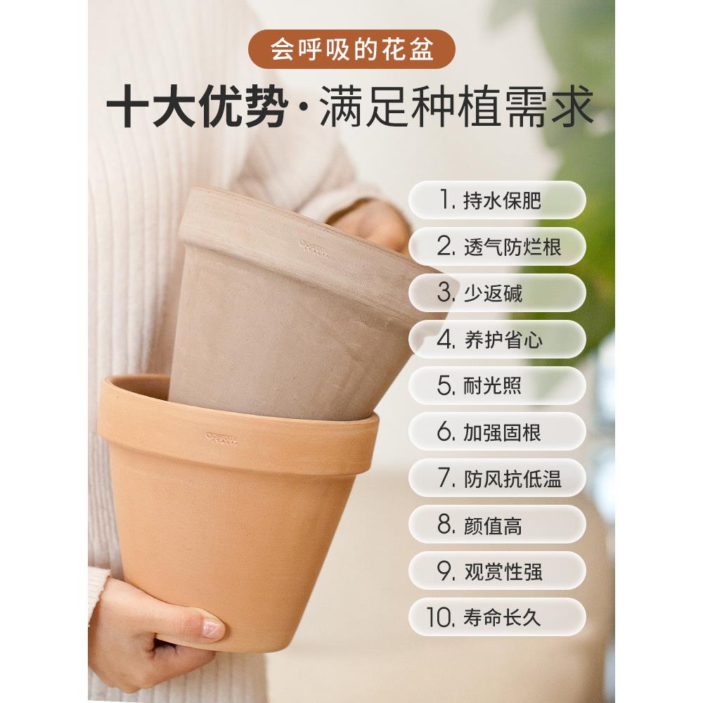 虹越陶盆帝马罗国多肉花盆际家用红陶透气室内阳台VLG盆种植花盆
