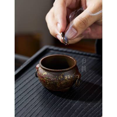 鸿 铜创意VMT双归耳小插鼎小香炉线香香迷你家用空道间装饰香小摆