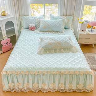 2258风025款 水单棉床裙件公主蕾丝花边纯色床罩带裙边防滑床洗单