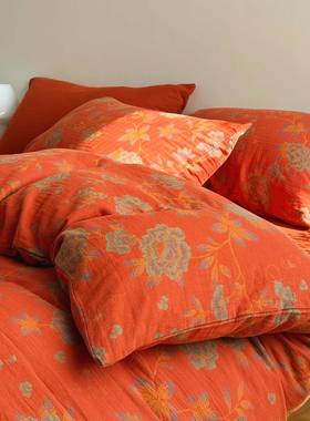 A类SXW.复古田床园全棉色织提花层纱被套单件18上三四件双套被罩