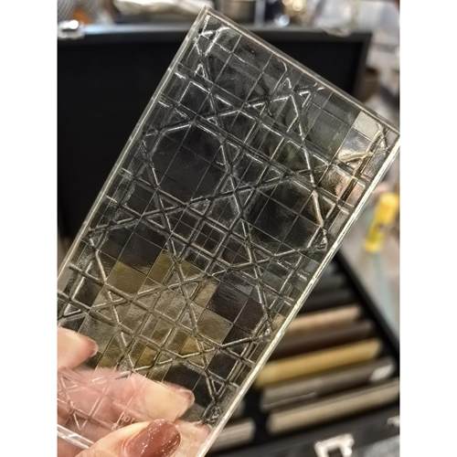 迪奥屏语708腾格纹六形角压花夹丝夹腾绢夹胶钢化艺术玻璃风隔断