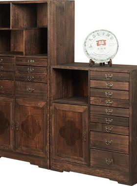 收容堂 实普洱茶盒分山茶盒茶叶储藏柜 lp677博木古架多层普洱茶