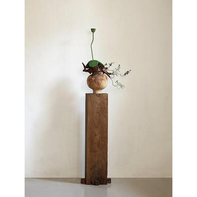 形侘寂风实木墩底座花柱景子冯哲上元瓶客厅玄关木雕HAB中式造摆