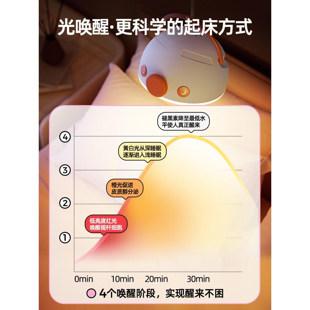 早鸟唤Z1醒光护闹灯钟无Z1宿舍声起床叫醒模拟日出唤醒学生眼台灯