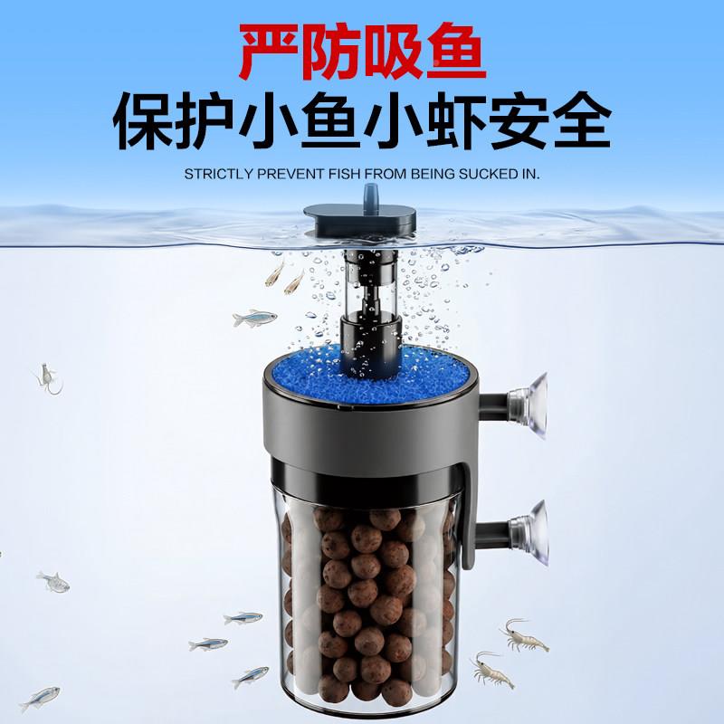 水过妖精鱼20260507缸器三合一音静壁挂气动增氧滤泵迷你超小型氧
