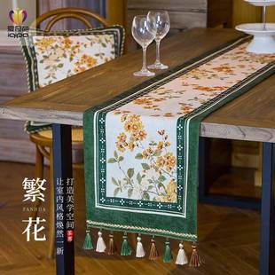 爱奇高葩 原创寒傲雪复古桌梅旗茶NCDC0356席红餐桌茶色几级盖布