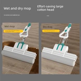 绵拖把滚轮式 吸水胶棉把家用懒人洗免拖手拖地神海 超大号无品牌
