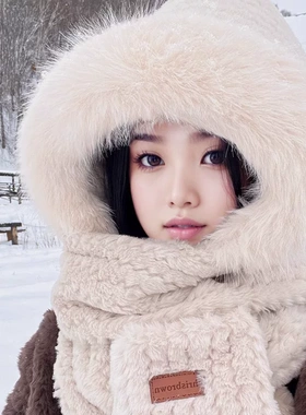 冬款帽子女三件套加厚绒
