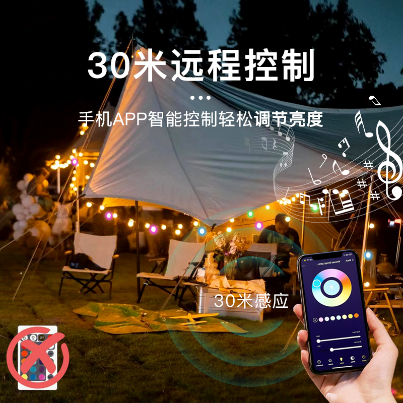 速发户外彩灯串灯庭院闪灯泡挂饰酒吧餐厅智能音乐律动氛围装饰灯