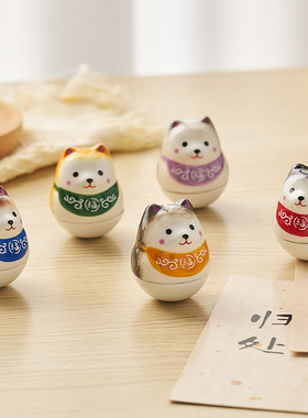 速发饰爱小狗不你迷倒翁柴犬摆件解压玩具办公室桌面装可工位解压