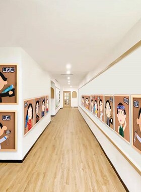 速发幼儿园装物职业源主题环创人饰材料教室走廊楼道半面品墙成壁
