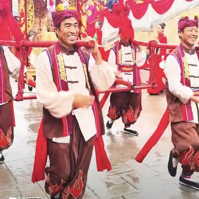速发中式婚礼抬花轿轿夫服装闯王花胡轿轿演出服轿蝶花服锣鼓服