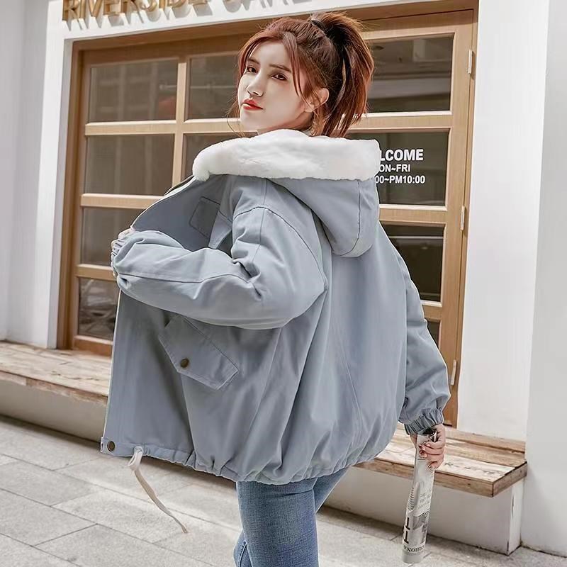 速发秋冬甜美11岁大童1少学4初中1生25宽松16加绒加厚连帽棉衣外