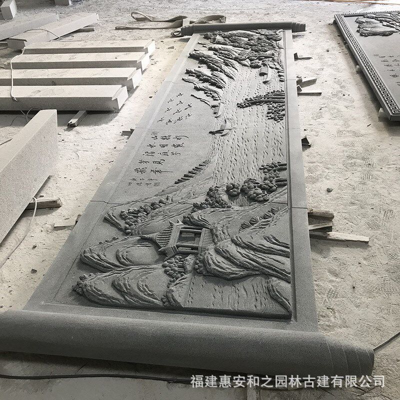 速发石雕影壁墙大理石浮雕壁兽 多雕墙花鸟瑞画雕刻 风格浮样