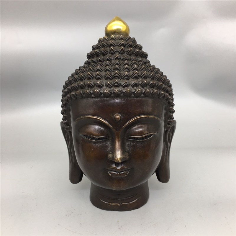 速发铜释迦牟像头尼铜像大号黄工如来佛像佛头摆件铜艺品