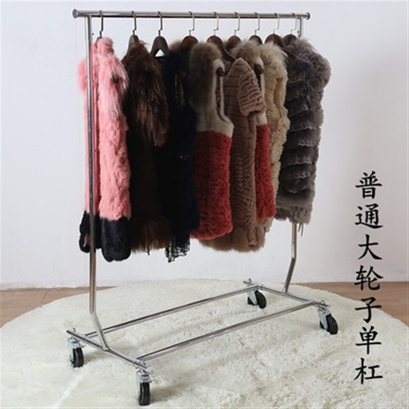 速发服装展示架落地式货架可升降挂衣架龙门架带轮单杆折叠试架子