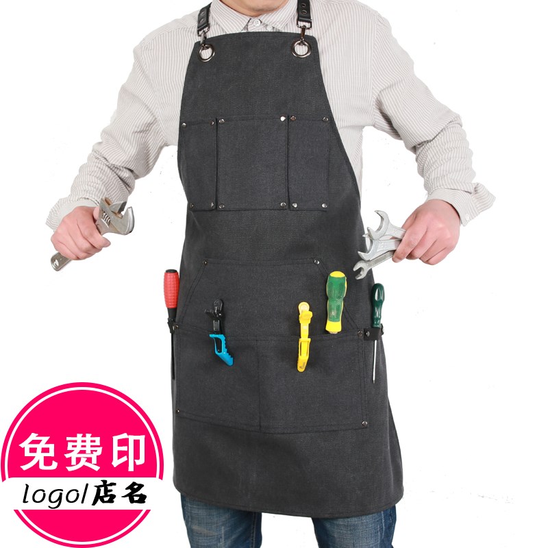 速发污木磨帆布围裙工业电工耐工陶艺园艺防风无袖工作服印字