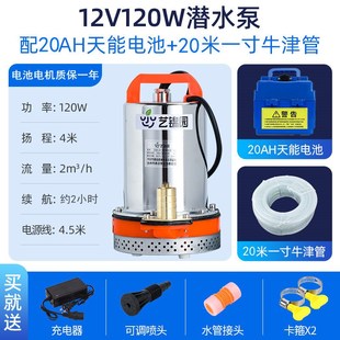 水泵家用抽水浇菜12v24v大功率花园便携式 现货速发潜水泵充电式 户