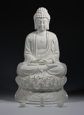 速发德化陶瓷1圣至24吋娑婆三2佛像西方三圣摆件白瓷工艺品家居供