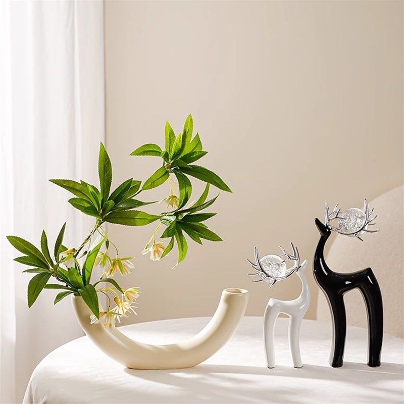 速发简约陶件花瓶摆瓷轻奢高客档厅插花玄关电视柜酒柜家居装饰品