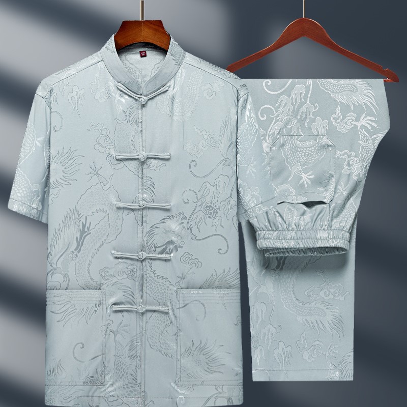 速发唐装男夏季中老年爸爸装装款薄套老人衣服爷爷夏装