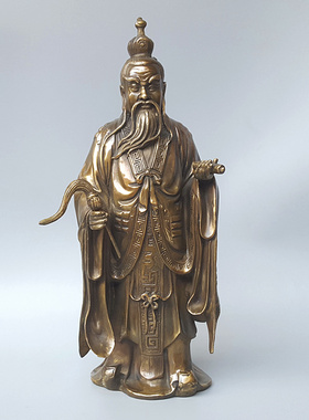 速发纯铜家子铜像儒老五式之一玄关中圣摆件家居工艺品可老聃道祖