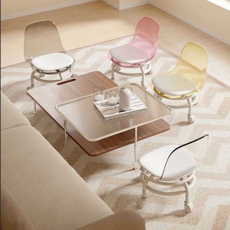 速发#带轮子动凳子美缝轮滑矮凳带娃学步旋转椅子移向小凳子小轮