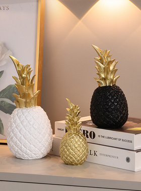 速发创意菠萝树脂摆件客厅电礼柜家居装饰玄轻奢酒柜品关摆设视品