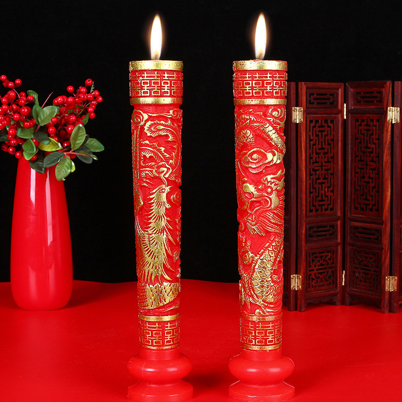 速发结婚龙凤一对婚装庆饰婚礼洞房喜字无烟花烛婚礼布置婚房用品