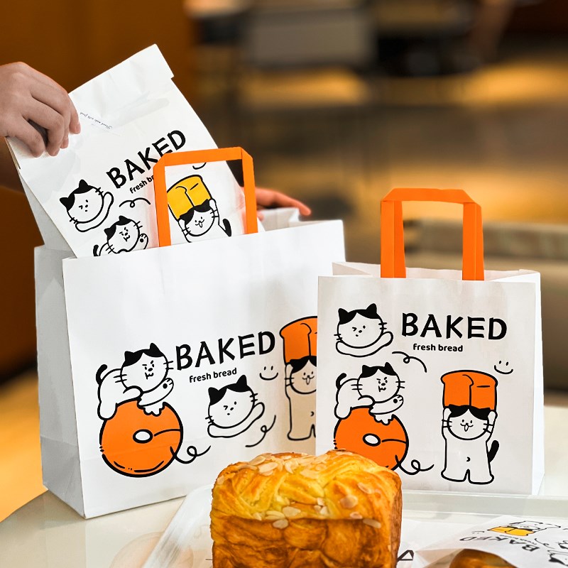 速发小包l提袋烘焙吐司面装袋甜品打猫袋纸袋印手ogo