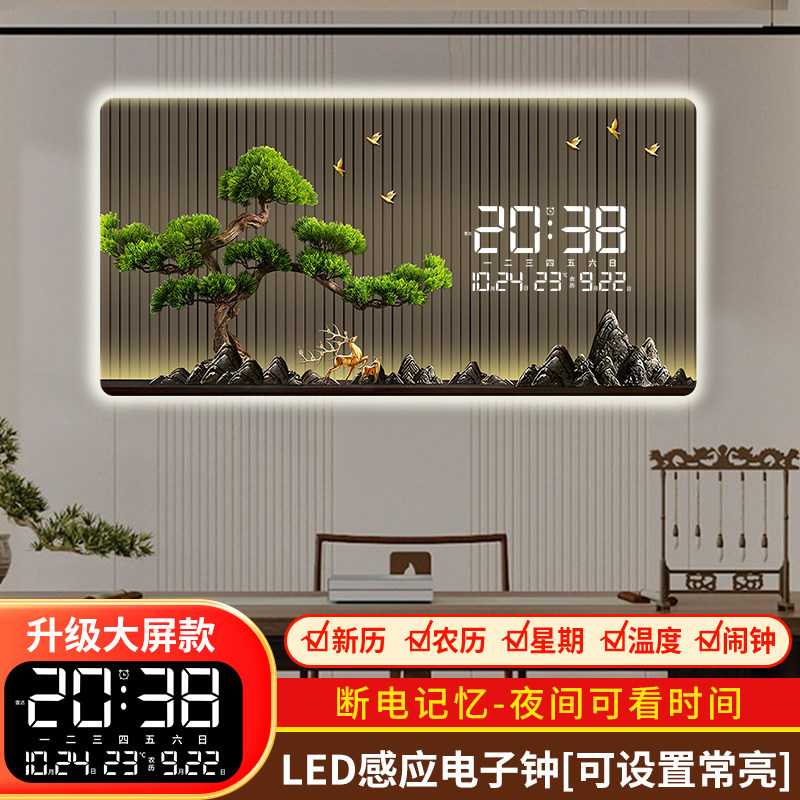 速发客约风数显餐厅装饰画小挂新简厅清钟新款带农历电子钟表墙壁